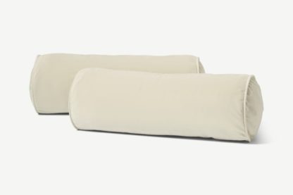 An Image of Julius Set of 2 Bolster Cushions, 20 x 55cm, Pale Taupe Velvet