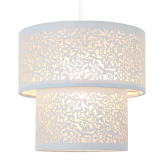 An Image of Fleur 2 Tier Floral Lamp Shade - Blue