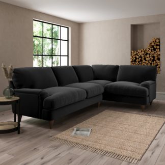 An Image of Darwin Luxury Velvet Right Hand Corner Sofa Luxury Velvet Black