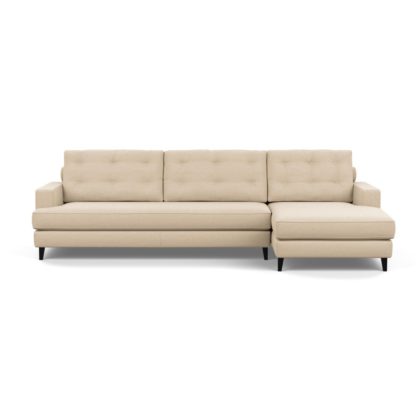 An Image of Heal's Mistral Right Hand Facing Corner Sofa Brushed Cotton Cobalt Black Feet