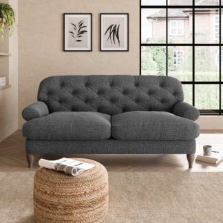 An Image of Canterbury Slub Cotton 2 Seater Sofa Slub Cotton Black