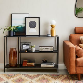 An Image of Small Black Shelving Unit Black