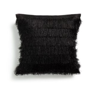An Image of Habitat Tassel Fringed Cushion Cover - Black - 43x43cm