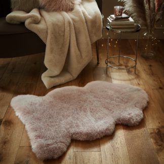 An Image of Luxury Faux Fur Pelt Rug Blush