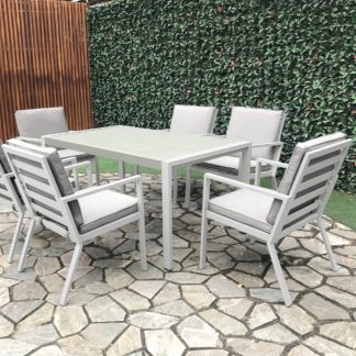 An Image of Titchwell 6 Seater White Dining Set White