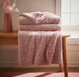 An Image of Teddy Bear Soft Marl Throw Blush (Pink)