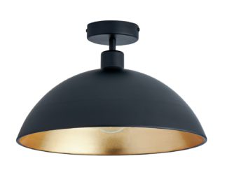An Image of Habitat Yuno Leaf Flush to Ceiling Light - Black and Gold