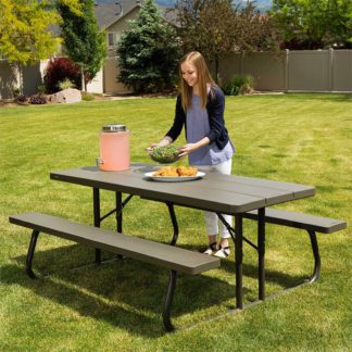 An Image of Lifetime 6ft Classic Folding Picnic Table - Brown
