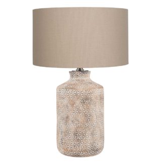 An Image of Textured Floral Etched Table Lamp