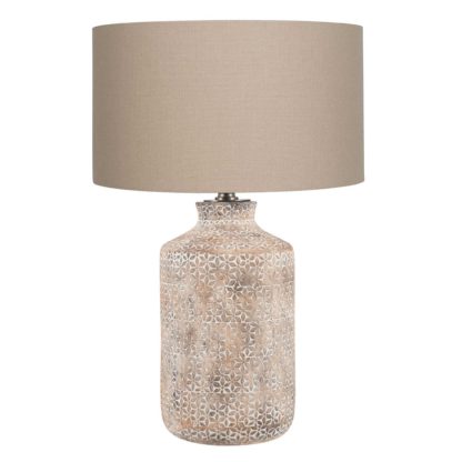 An Image of Textured Floral Etched Table Lamp