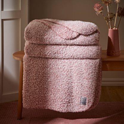 An Image of Teddy Bear Soft Marl Throw Blush (Pink)