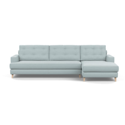 An Image of Heal's Mistral Right Hand Facing Corner Sofa Brushed Cotton Cobalt Black Feet