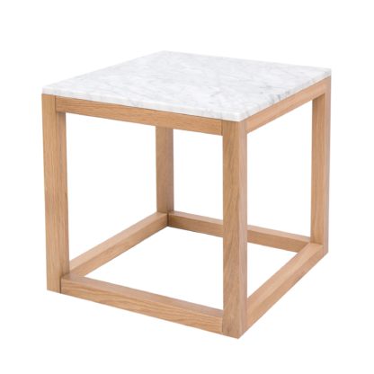 439781fc141a98a6ed1ba67cae6382a2007cb1a9ab37802299045a51c62398ba.jpg An Image of Harlow Side Table Brown and White