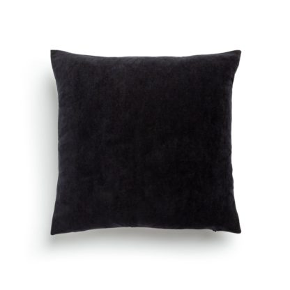 43c4c47ab8b0f11d41ba05f953ae549c60551a7d56f4b59ee2b5eea0933dc24f.jpg An Image of Habitat Matte Velour Plain Cushion - Black - 43x43cm