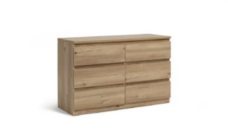 An Image of Habitat Jenson 3+3 Drawer Chest - Oak Effect