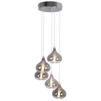 An Image of Reuben 5 Light Smoke Glass Pendant Light