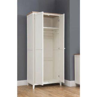 An Image of Salerno Ivory and Oak Wooden 2 Door Wardrobe