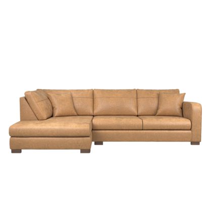 An Image of Carson Faux Leather Left Hand Corner Sofa Tan