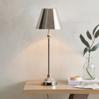 An Image of Dorma Bedford Table Lamp Polished Nickel Silver and Grey