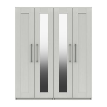An Image of Ethan 4 Door Mirrored Wardrobe Grey