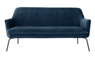 An Image of Habitat Celine 2 Seater Velvet Sofa - Blue