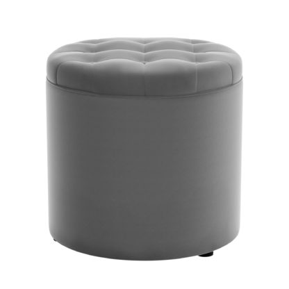 An Image of Oswald Velvet Round Storage Footstool Bottle (Green)