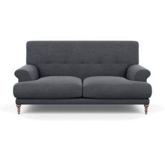 An Image of SCP Oscar 2 Seater Formal Sofa Linen Dark Grey Walnut Feet