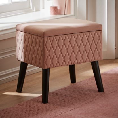 An Image of Alex Quilted Storage Footstool Black