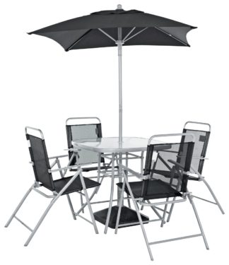 An Image of Argos Home Atlantic 4 Seater Metal Patio Set -Black & Silver