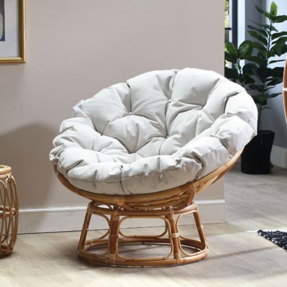 An Image of Papasan Natural Chair in Silver Velour