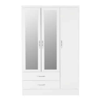 An Image of Nevada 3 Door Mirrored Wardrobe White