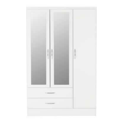 An Image of Nevada 3 Door Mirrored Wardrobe White