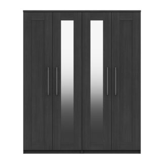 An Image of Ethan 4 Door Mirrored Wardrobe Grey