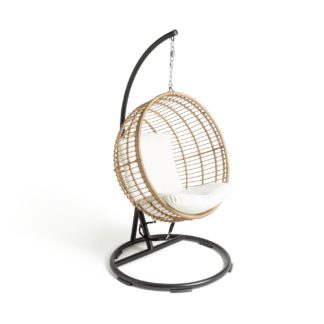 An Image of Habitat Dove 1 Seater Metal Hanging Egg Chair - Natural