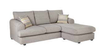 An Image of Habitat Atticus Right Corner Fabric Chaise Sofa - Grey