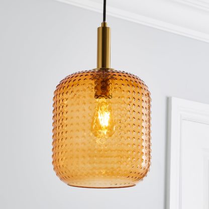 An Image of Amber Retro 1 Light Pendant Ceiling Fitting Amber
