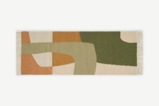 An Image of Waltara Flatweave Wool Runner, 75 x 200 cm, Green & Orange