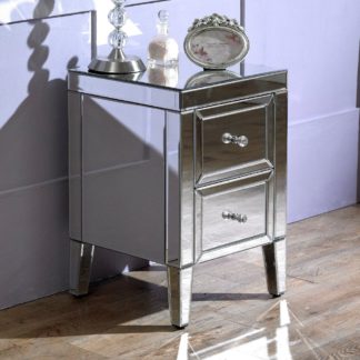 An Image of Valencia Mirrored 2 Drawer Bedside Table