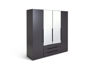 An Image of Argos Home Hallingford 4 Door 3 Drawer Wardrobe - Anthracite