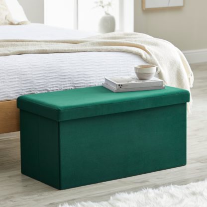 An Image of Matilda Eco Velvet Foldable Storage Ottoman Bottle (Green)