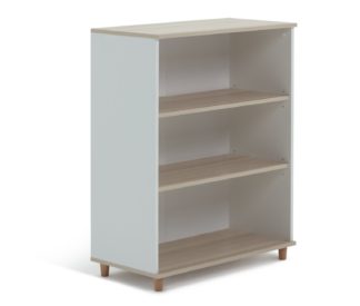 An Image of Habitat Melby 3 Shelf Bookcase - White & Acacia