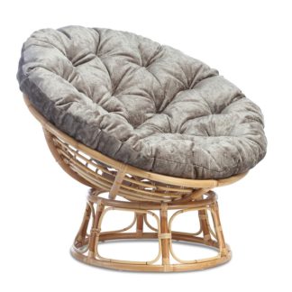 An Image of Papasan Natural Chair in Silver Velour