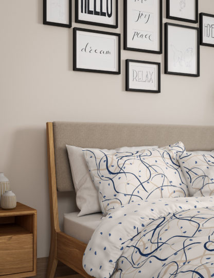 An Image of M&S Pure Cotton Drawn Lines Bedding Set