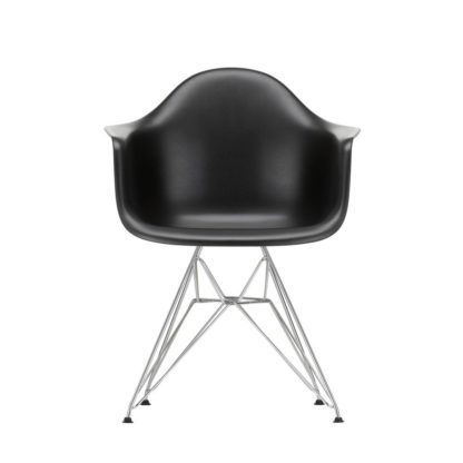 An Image of Vitra Eames DAR Armchair New Height Mustard Basic Dark Powder Base