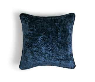 An Image of Habitat Crushed Velvet Plain Cushion - Navy Blue - 43x43cm