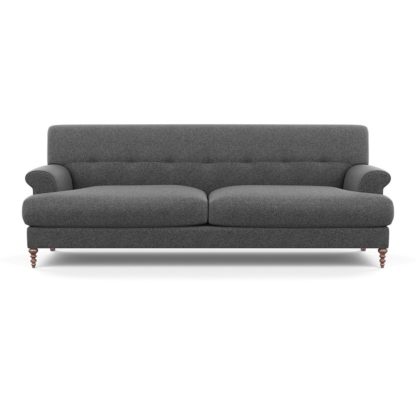 An Image of SCP Oscar 3 Seater Formal Sofa Linen Dark Grey Walnut Feet