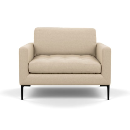 An Image of Heal's Eton Loveseat Brushed Cotton Cadet Black Feet