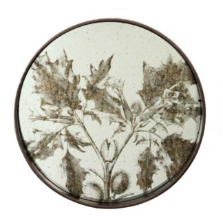 An Image of Round Decorative Foliage Mirror, Antiqued