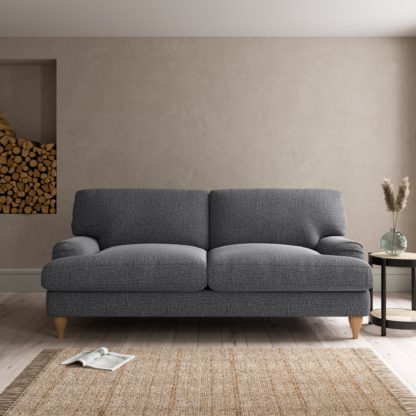 An Image of Darwin Slub Cotton 3 Seater Sofa Slub Cotton Black