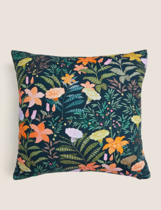 An Image of M&S Pure Cotton Floral Cushion